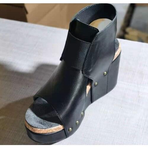 Sandalias Mujer 2021 Large Size Women Shoes Thick Sole Retro Fish Mouth Wedges Platform Sandals Cool Boots Party Shoes X39