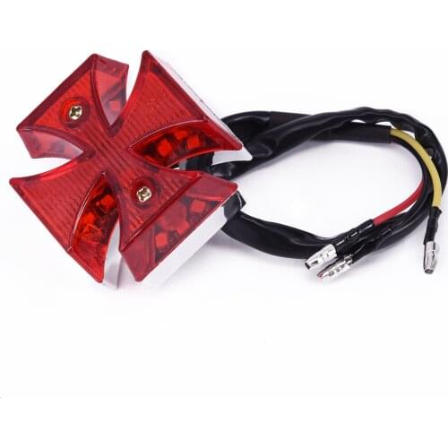1PC Motorcycle Choppers Dirt Bike Maltese Cross LED Lighting Indicators Rear License Plate Tail Light