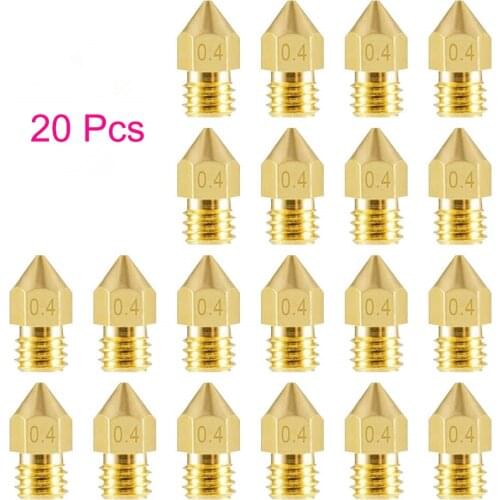 20Pcs 3D Printer Brass Copper Nozzle Mixed Sizes 0.2/0.3/0.4/0.5/0.6/0.8/1.0 Extruder Print Head For 1.75MM MK8 Makerbot