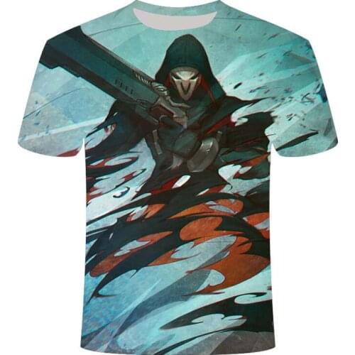 2021 Online Game Overwatch 3DT Shirt Mens Fashionable E-sports Battlefield Mens T-shirt Game Pattern 3D Round Neck Clothes