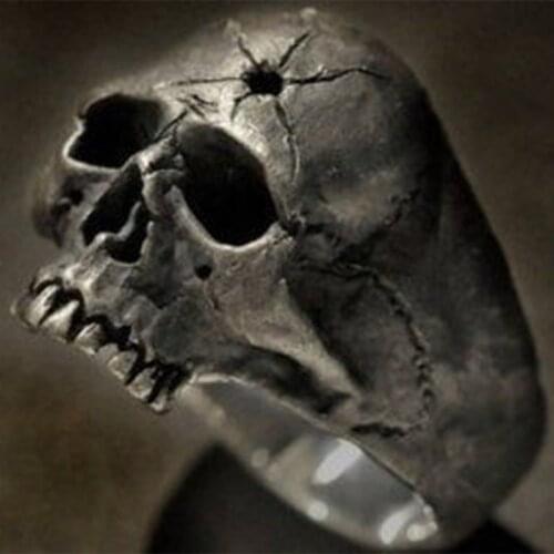 2021 Fashion Men Punk Vintage Stainless Steel Skull Ring Gothic Horror Skeleton Jewelry For Men Rings Jewelry