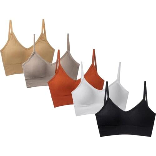 5pcs Seamless Comfort Breathable Padded Yoga Sports Women Stretch Bra Vest Sleep Bra Wireless Bras Tank Sport Bras Dropshipping