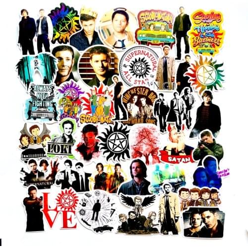 50Pcs/Lot SUPERNATURAL TV Movie Handsome Waterproof Sticker For Fans Luggage Skateboard Phone On Laptop Moto Bicycle Wall Guitar