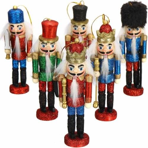 6PCS/Set Wooden Nutcracker Puppet Soldier Ornaments Figurines Miniatures New Year Christmas Decor for Home Gifts