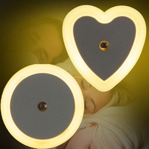 LED night lights wireless light control sensor mini heart-shaped EU US Plug night light living room bedroom bedside lamp