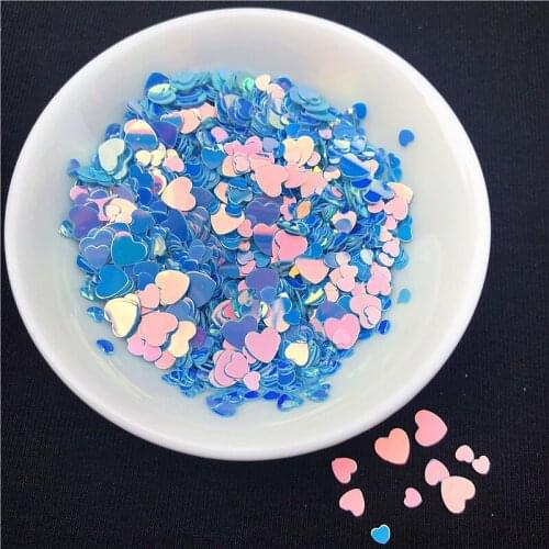 10g/Pack Blue Color Glitter Nail Sequins Paillettes Multi Size 3mm 4mm 6mm Heart Shape Loose Sequin For Nail art,Girl Gift