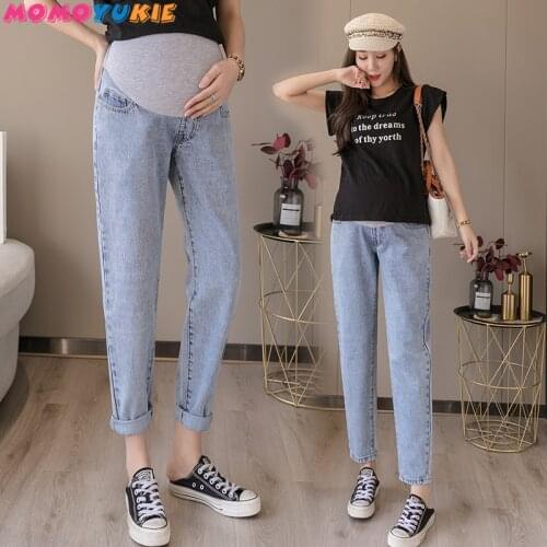 Pregnancy Abdominal Pants Boyfriend Jeans Maternity Pants For Pregnant Women Clothes High Waist Trousers Loose Denim Jeans