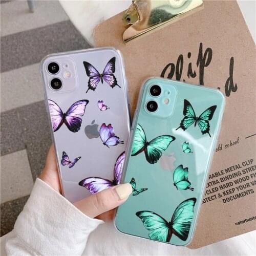 ZUIDID Colorful Butterfly Phone Case For iPhone 12 Mini 11 Pro Max X XR XS 7 8 Plus 6 SE20 Cute Transparent Soft Silicone Cover