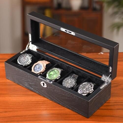 Wood Watch Box man Watch Holder Box For Watches Men Glass Top Jewelry Organizer Box 5 10 Grids Watch Organizer New arrival