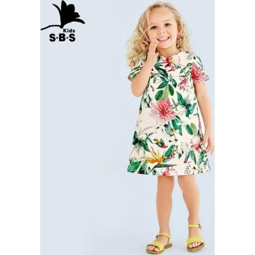 Childrens Clothing 2021 Summer New Arrival Girls' Princess Dresses Kids Flowers A-line Casual Girls Cotton Short Sleeves Dress