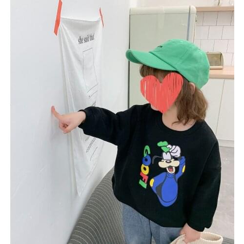 Disney Cartoon Goofy Kids Sweatshirt Pullover Boys Girls Long Sleeve T Shirt Korean Style Tops For Child