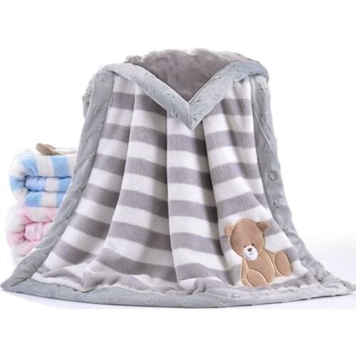 Childrens Blanket Animal Printing Flannel Soft Warm Baby Blanket Cute 3D Cartoon Double-deck Newborn Wrap Cloth Swaddle