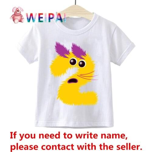 Boys Cute Birthday Number Cartoon T Shirt Children Happy Birthday Animal Number Present T-shirt Boy&Girl Funny Gift Kid Tshirt