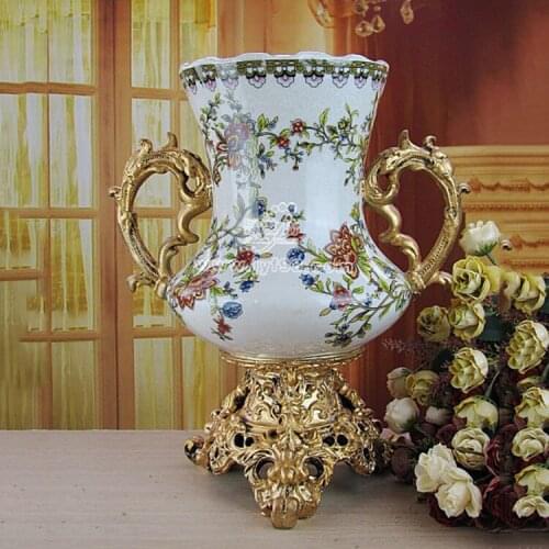 European American retro luxury decorative vase tall vase binaural grade resin ceramics vases