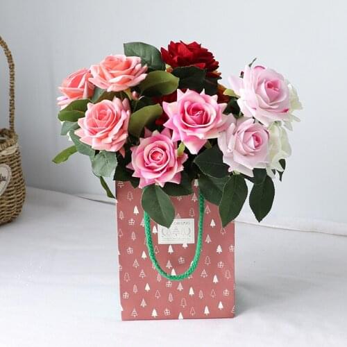 Artificial Flower Rose Artificial Plant DIY Home Wedding Decoration Fake Flower Crate Garden Decoration Valentines Day Gift