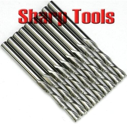 Quality Down CUTTER 3.175x17mm 2 Flute Carbide Spiral End Mill Tools Bits, 10 pcs CNC Wood Cutter Tool Acryl MDF Milling Bit Set