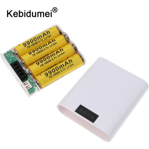 Kebidumei 4 * 18650 DIY Battery Charger USB LED Display Screen Portable Power Bank Case Box Charge for iPhone Android