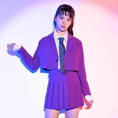 Jazz Dancing Costumes Pruple Suit For Girls Catwalk Show Stage Clothing Chorus Recite Performance Wear Street Dance Clothes VDB