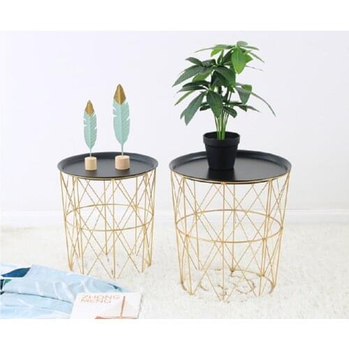 JOYLIVE Metal Coffee Table Living Room Sofa Side Table Storage Basket Tea Desk Console Table Minimalist Furniture Tv Tray