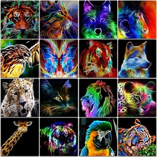5D Diamond Painting Kit Paint Animal Cat Tiger Wolf Lion Owl Cartoon Full Square&Round embroidery mosaic Cross stitch home decor