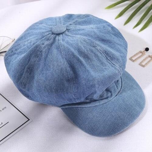 2019 New women fashion denim Cotton newsboy caps men vintage washable old caps berets Female Gorros