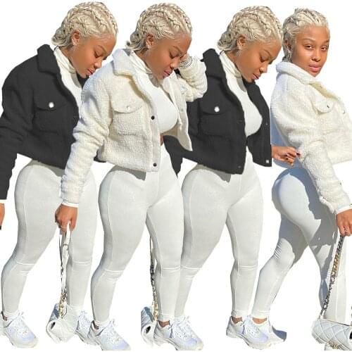 New Arrival Plus Size Black/white Plush Warm Thicken Winter Coat Fashion Clothes for Women Turn Down Collar Long Sleeve Outwear