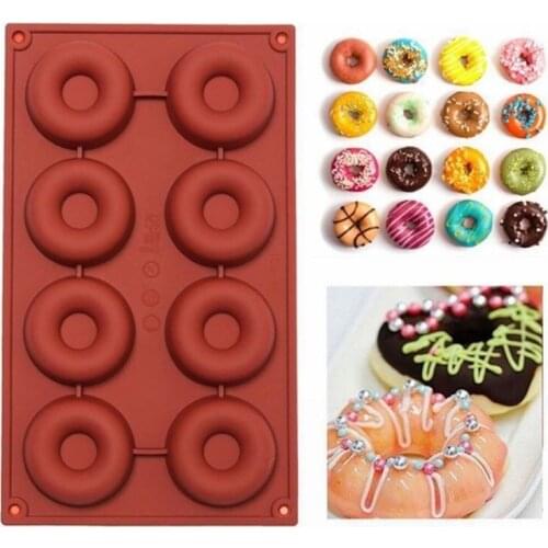 New 8 Even Doughnut Handmade Soap Mold Chocolate Mold DIY Cake Decorative Baking Mold B100