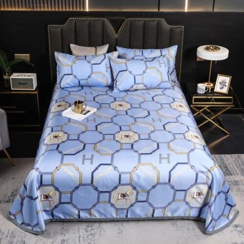 Linens Easy-to-clean Printing Foldable Summer Cool Sleeping Mat Pillowcase Ice Silk Mattress Sheets For Household Use Bed Cover
