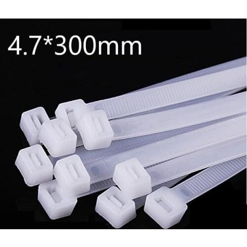 250pcs/bag 4.7*300mm nylon cable tie Self locking white UV Stabilized Cable Ties for solar cable installation