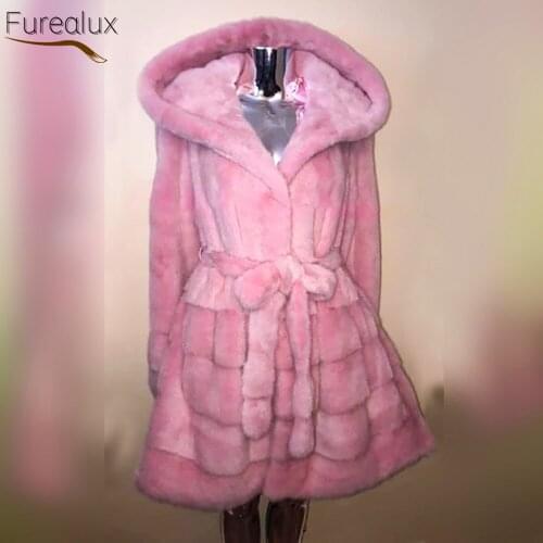 FUREALUX 2021 New Real Mink Fur Coat 100% Natural Mink Fur Handmade Autumn Winter Fashion Thick Warmth Quality Womens Clothing
