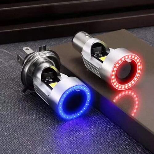 Blue/Pink Angel eye H4 LED Motorcycle Headlight Ba20d HS1 H6 Scooter Motorbike Headlamp Light Bulb DRL Accessories 12/24V