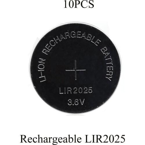Soravess 10PCS 30mAH LIR2025 Lithiium lir Ion Rechargeable Battery 3.6V Li-ion button coin cell replace for CR2025 CR 2025