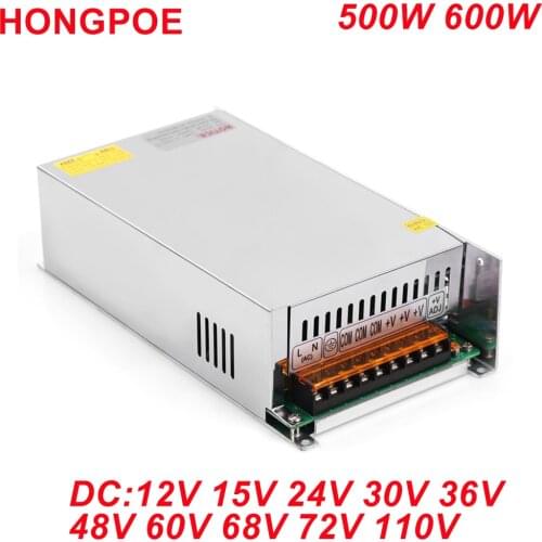 Lighting Transformers DC 12V 15V 24V 27V 30V 36V 48V 60V 110V Switching Power Supply 500W 600W Source Transformer Ac Dc SMPS