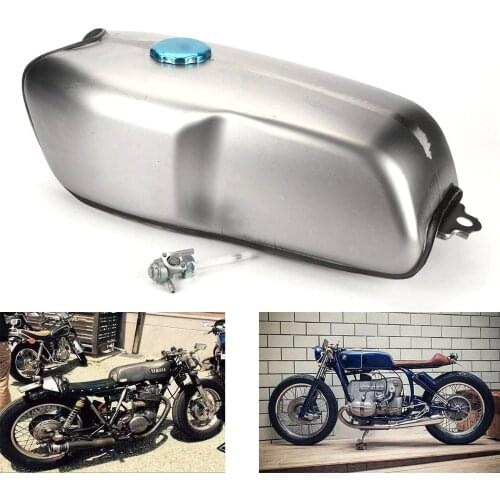 Motorcycle 9L / 2.4 Gallon Universal Custom Cafe Racer Gas Fuel Tank for BMW Honda Yamaha Suzuki Unpainted