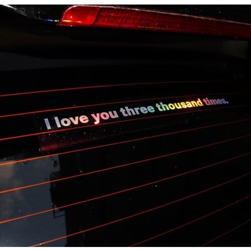 I Love You Three Thousand Times Letter Car Sticker Funny Vinyl Reflective Auto Decal Decoration Car Body Window Trunk Accessorie