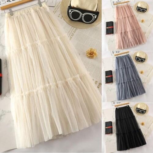 SAGACE gauze skirt 2021 pompous skirt sweet and lovely style high waist womens loose skirt юбка женская Юбки