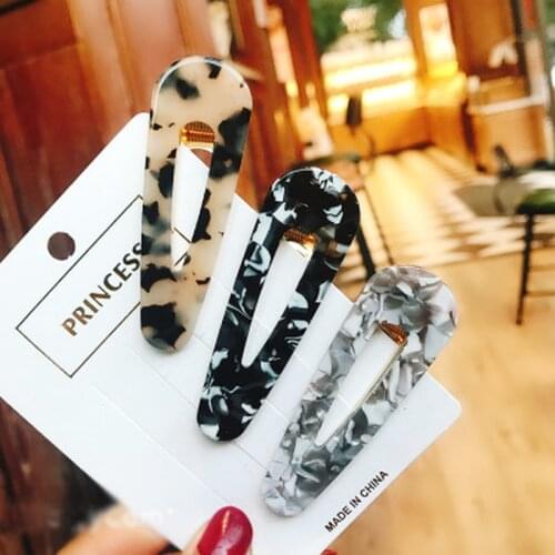 1PC New Fashion Women Acrylic Hair Clip Hollow Waterdrop Rectangle Girls Foil Sequins Hairpins Barrettes Headbands Accessories