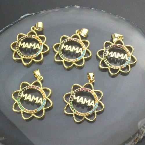 20mm 15pcs/lot New colorul cz plated pendant, Moms love theme cubic zirconia charm,necklace/earring jewelry making component