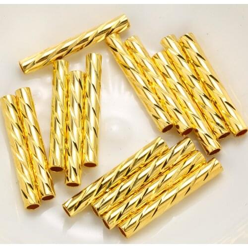 50pcs carved straight tube connectors bracelet gold spacer bead For Jewelry Making high quality Spacers DIY Accessories