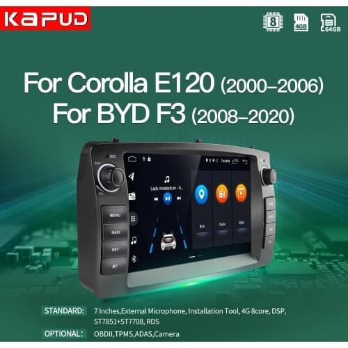 Kapud Android 10.0 Car Multimedia Stereo Player For Toyota Corolla Altis E120 2000-2006 For F3 2003-2013 GPS 7 Inch Car DVD