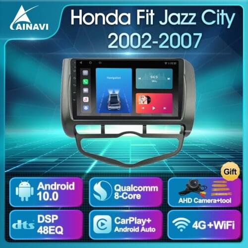 Car Radio Android 10 QLED Screen For Honda Fit Jazz City 2002-2007 Auto Stereo Multimedia Player Navigation GPS Carplay No 2din