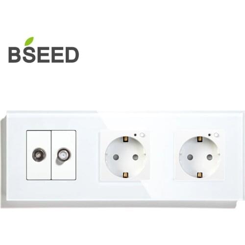 BSEED Wifi Control EU Double Socket with TV Satellite Socket