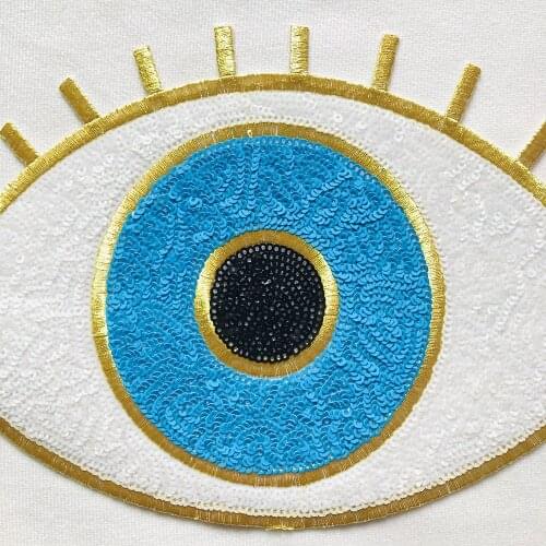 Evil Eye Patch 3 Styles Sequined Hand Embroidered Sticker For Clothing Kids Cloth Garment Appliques