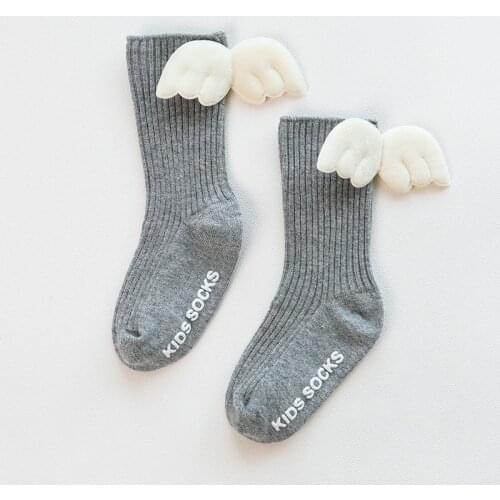 Baby Socks Decorated With Wings Kids Knee-length Solid Color Socks For Boys Girls Children Leg Spring Warmers Bootes Socken Item