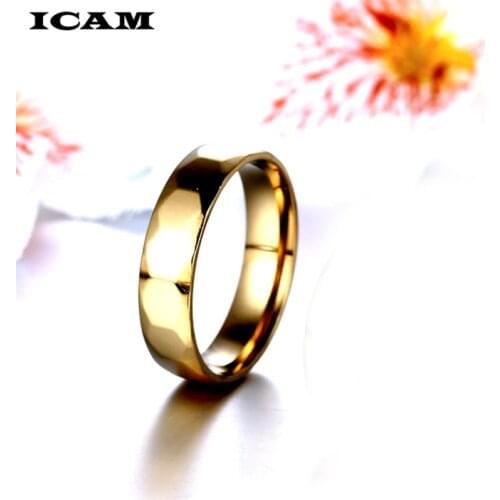 ICAM Titanium Steel Lovers Couple Rings Gold Wave Pattern Wedding Promise Ring For Women Men Engagement Jewelry Party Gift