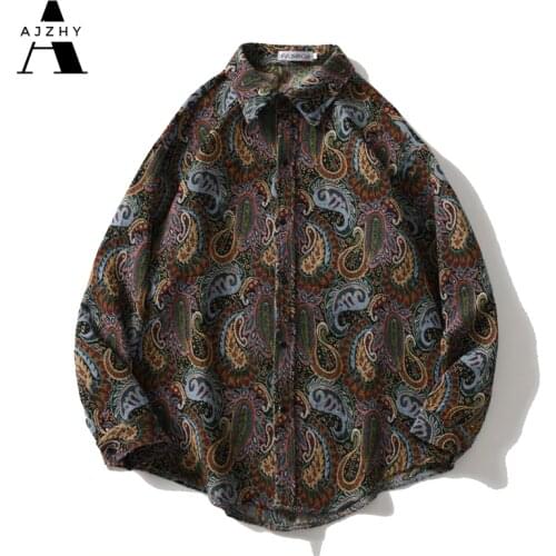 AJZHY Vintage Shirt Jackets Mens Long Sleeve Button Up Loose Oversize Winter Warm Coat Casual Fashion Harajuku Hip Hop Clothing