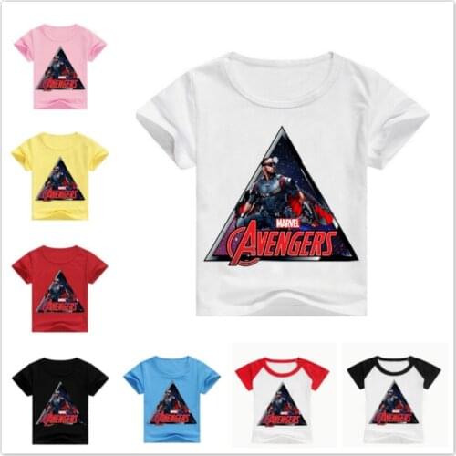 Summer Kids Marvel Avengers Print Short Sleeve T-Shirt Costume Boys Tees Girls Tops Clothes Children Tshirt Baby Cotton Clothing