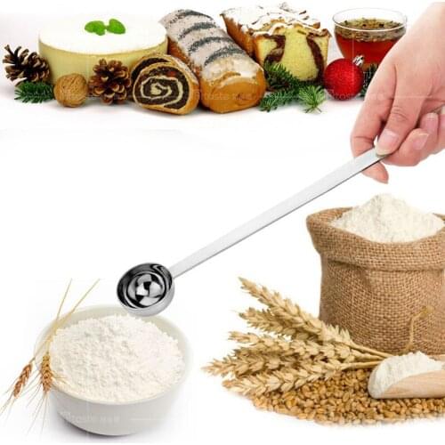 Measure Spoons Stainless Steel Tea Coffee Powder Measuring Cups Scale Metering Long Spoon Ounce Milk Powder Kitchen Accessories