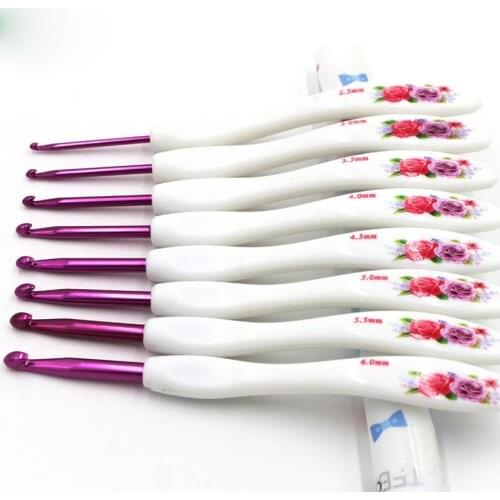 Plastic Handle Aluminum Crochet Hooks Set Ergonomics Weave Knitting Needles Hooks For Sewing Crafts Stitching DIY 2.5-6.0mm