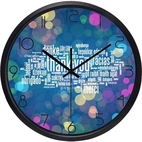 Thank You Wall Clock Thanksgiving Day Gift Large Glass Shop Clock